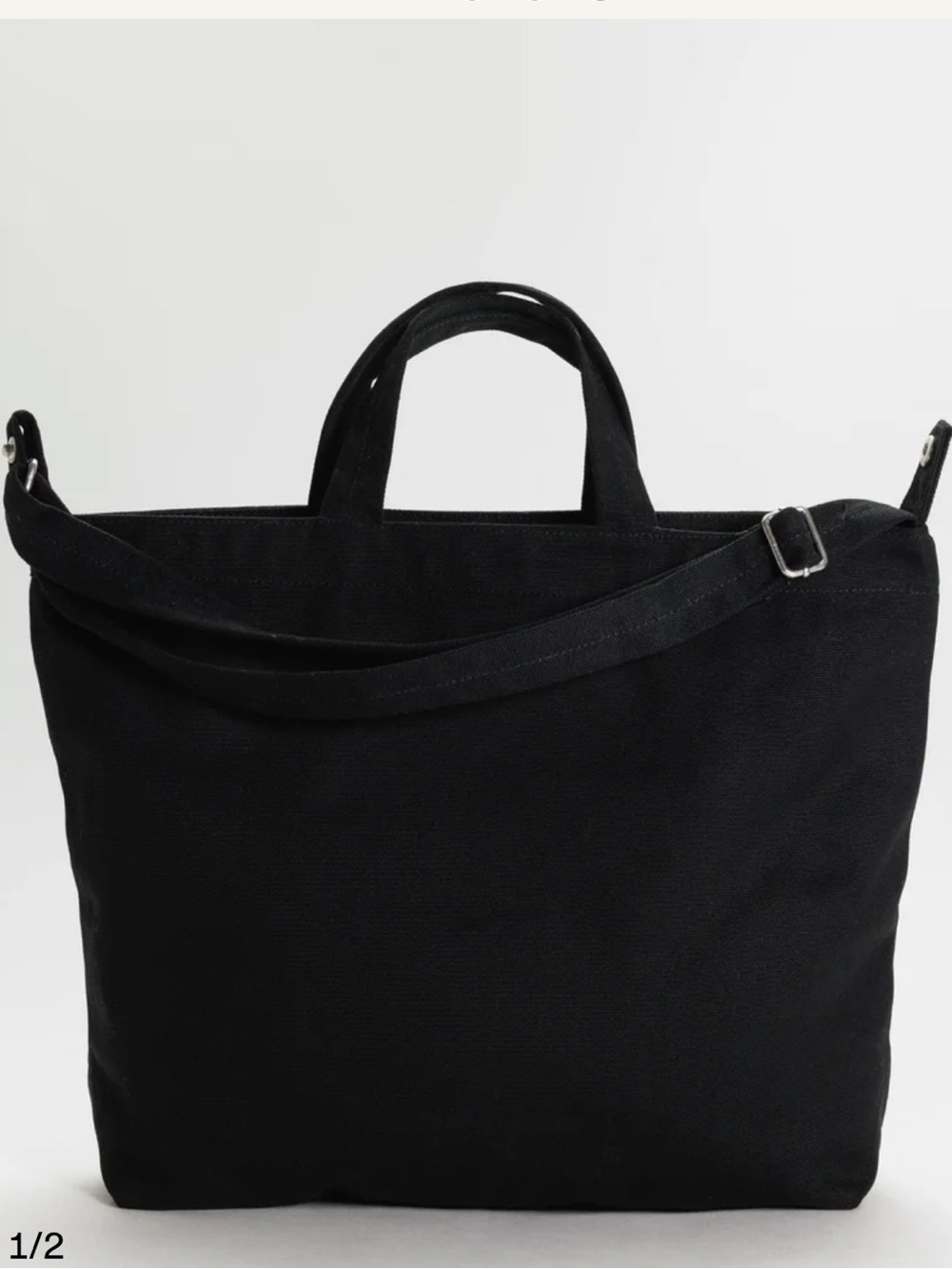 BAGGU Black Canvas Laptop Tote with Removable Shoulder Strap